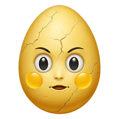 yellow egg with moon face sticker
