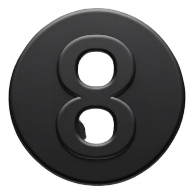 Minimal emoji, number 8 made of solid matte black metal, thick symmetrical form, subtle metal texture, deep shadows, no glow, no neon, flat emoji design, centered, transparent background sticker