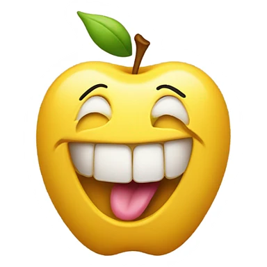 Typical apple yellow emoji sticking tongue out laughing into somebody’s face sticker