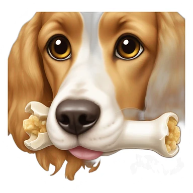 American cocker beige and white eating bone sticker