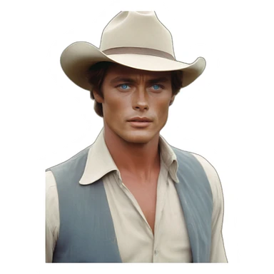Alain Delon young farmer blue eyes short red hair sticker