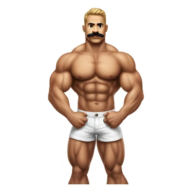 Muscular gay bodybuilder with mustache bikini realistic sticker