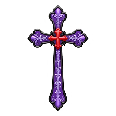 Gothic tall black and red and purple cross with white laces sticker