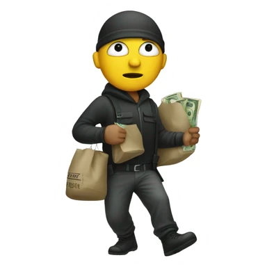 Robber carrying money sticker