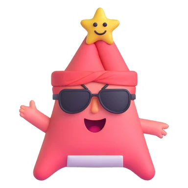 Patrick Star character, blindfolded, 3D emoji style sticker