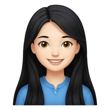 Girl with black and long hair with aesthetic clothes  sticker