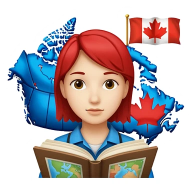 A person studying with a map of Canada in the background sticker