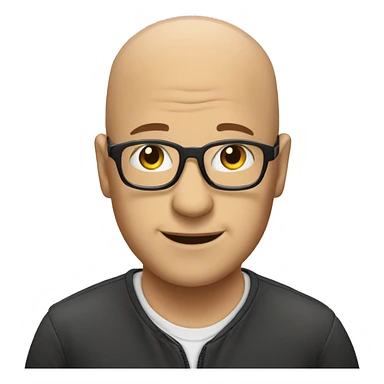 bald man with glasses indoors sticker