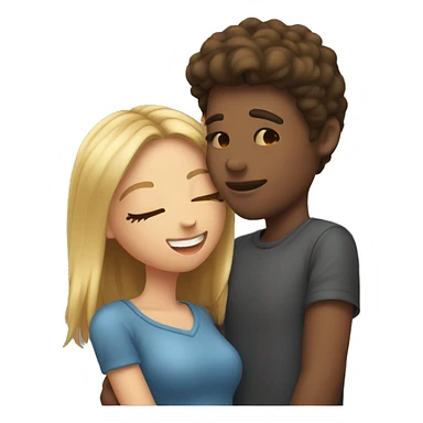 a girl kissing her boyfriend on the cheek sticker