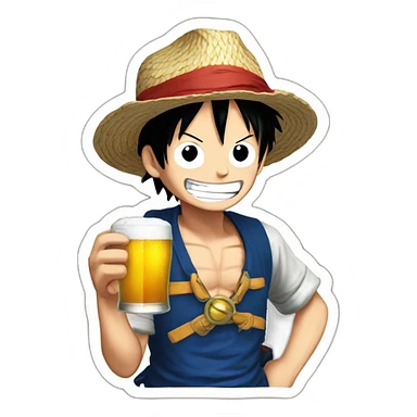 Luffy drink beer sticker