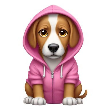 dog wearing a hoodie that's pink and cute  sticker