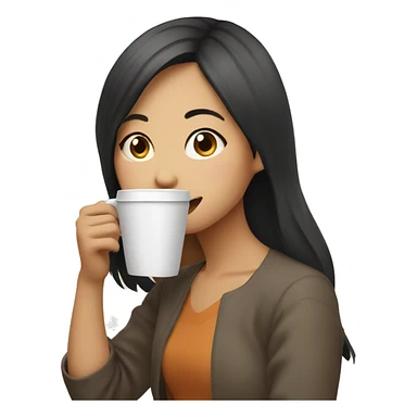 asian girl drinking coffee sticker