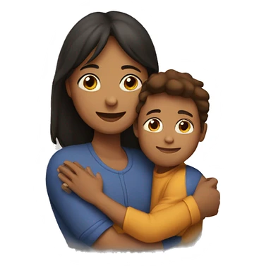 Mom and son, hugs, warmth sticker