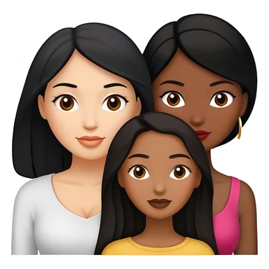 Three female friends, two are Latin one is black with black hair and one is white  sticker