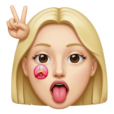 peace over eye with tongue out sticker