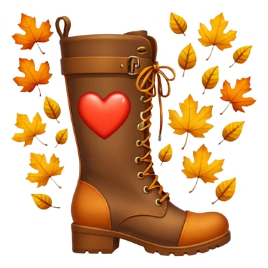 heart with autumn boots sticker