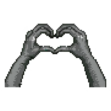 two hands each with half a heart, forming a heart shape sticker