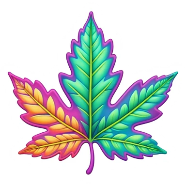 3D, psychedelic colored hippie style leaf sticker