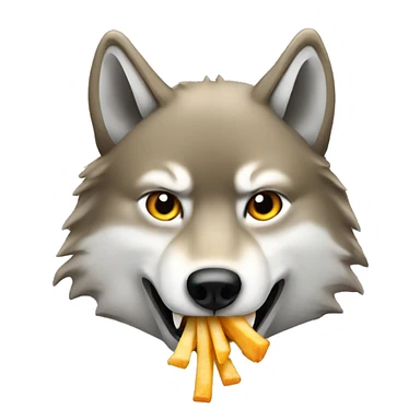 wolf and fish eating french fries sticker