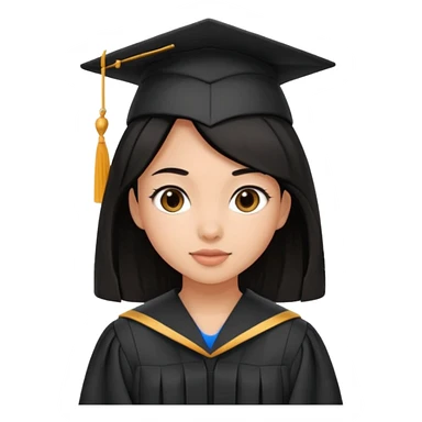 Black hair girl graduated sticker