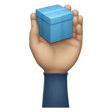 Grey blue box in hands  sticker