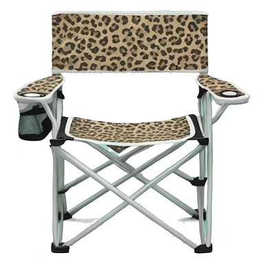 Realistic mint green and leopard print pattern camping folding chair isolated.  sticker