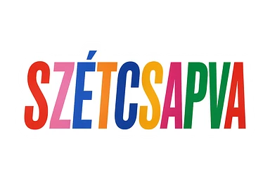 colorful modern text image with the word 'szétcsapva' in the center, varied colorful fonts, no emoji or face sticker
