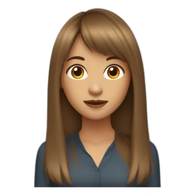 digital business young woman with long brown hair with bangs, brown eyes tan skin sticker