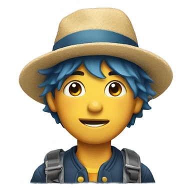 boy with hat and fish sticker