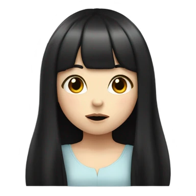 Pale girl long black hair and bangs blowing a kiss  sticker