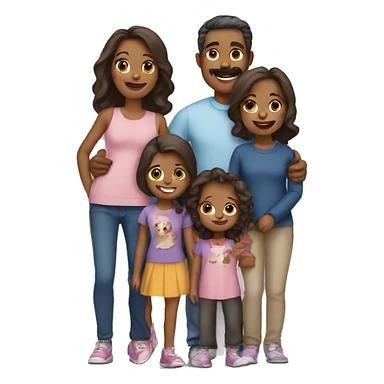 Family of 5 with 3 daughters and dog sticker