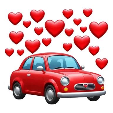 red car surrounded by hearts sticker