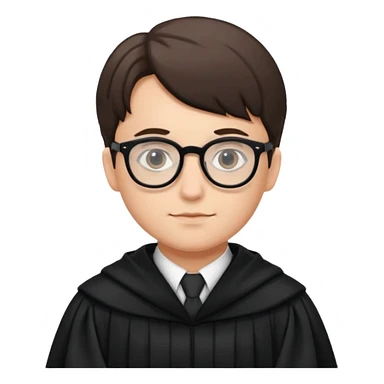 Young judge with glasses and robe sticker