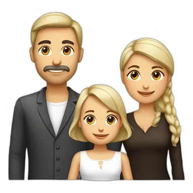 Familia hombre blanco mujer morena bebé y niña sticker