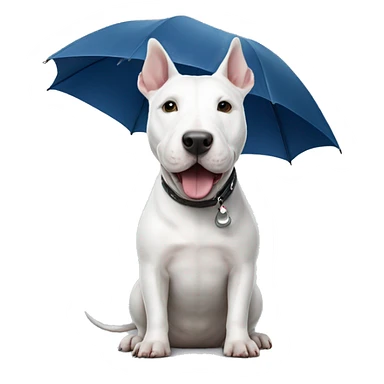 White Bull terrier with umbrella  sticker