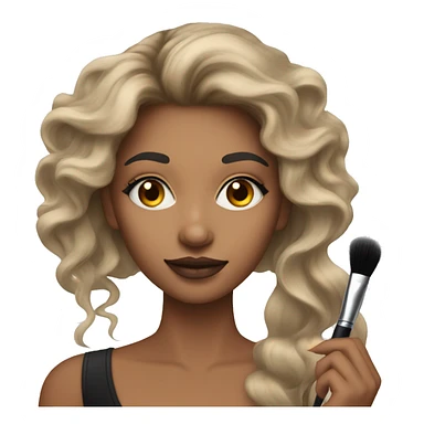 Make makeup artist holding makeup brush light skin long hair sticker