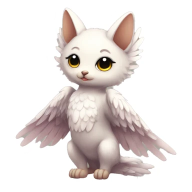 Anthro shy cute kawaii winged animal hybrid full body sticker