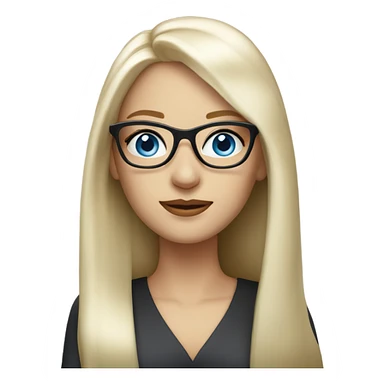 Elegant lady with long straight white blonde hair, blue eyes and glasses  sticker