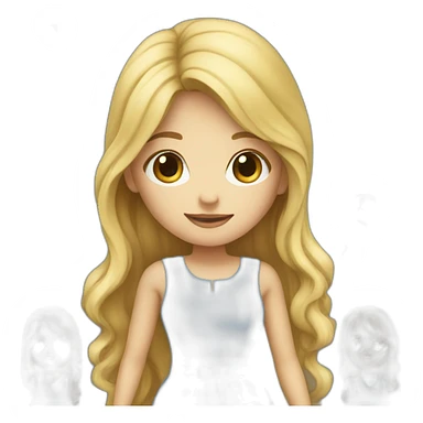 a girl full body in a blue dress long blond hair out sticker