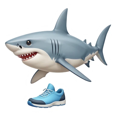 a shark with legs wearing shoes sticker