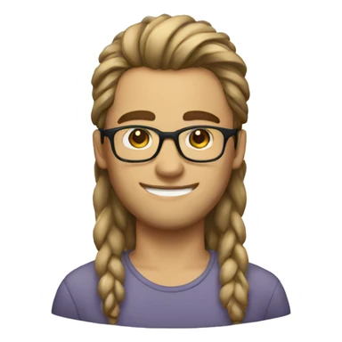 a guy with long hair with high bun with glasses sticker