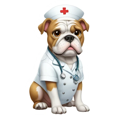 bulldog com roupa de nurse sticker