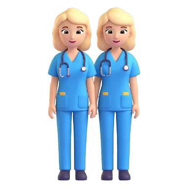 doctor emoji, female, wearing scrubs sticker
