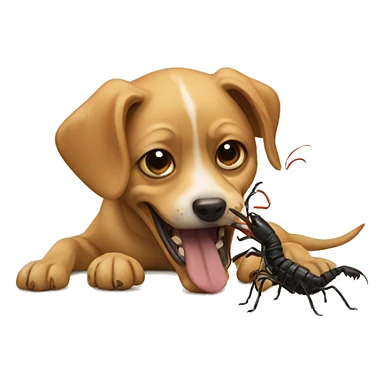 dog eating a scorpion  sticker