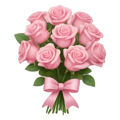 Bouquet of roses in light pink with bow sticker