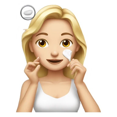 white girl applying cream on face sticker