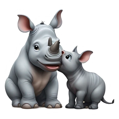 rhino kisses kitten sticker