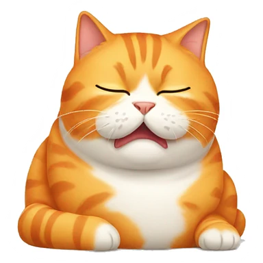 Fat orange cat licking himself sticker