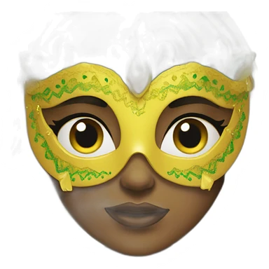 girl wearing a mardi gras mask yellow skin long hair sticker