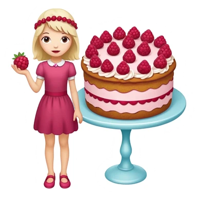 Raspberry torte human full body and legs girl with a raspberry barrette on her head sticker